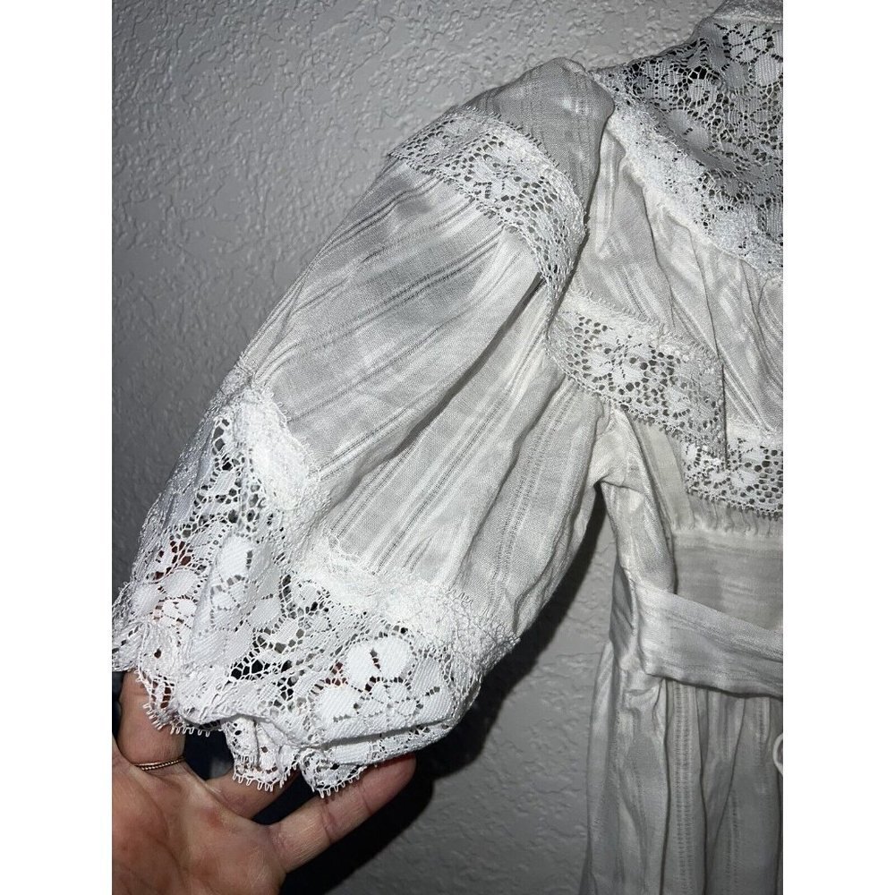 70’s - 80s Prom Dress Gunne Sax Style Prarie Vintage White Lace Dress D1 - Picture 5 of 8